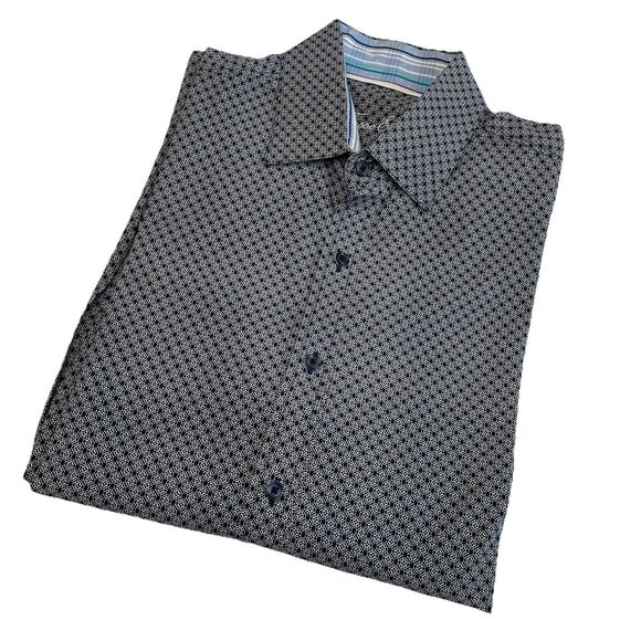 Tasso Elba Men's Geometric Print 100% Cotton Button Down Long Sleeves L - Picture 1 of 8